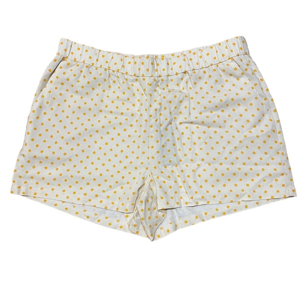 Vero Moda Beige with Yellow Dot Design High Waist Pull On Linen Blend Shorts XL